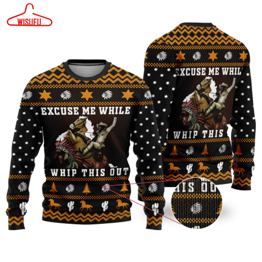 Blazing Saddles Excuse Me While I Whip This Out Ugly Christmas Sweater