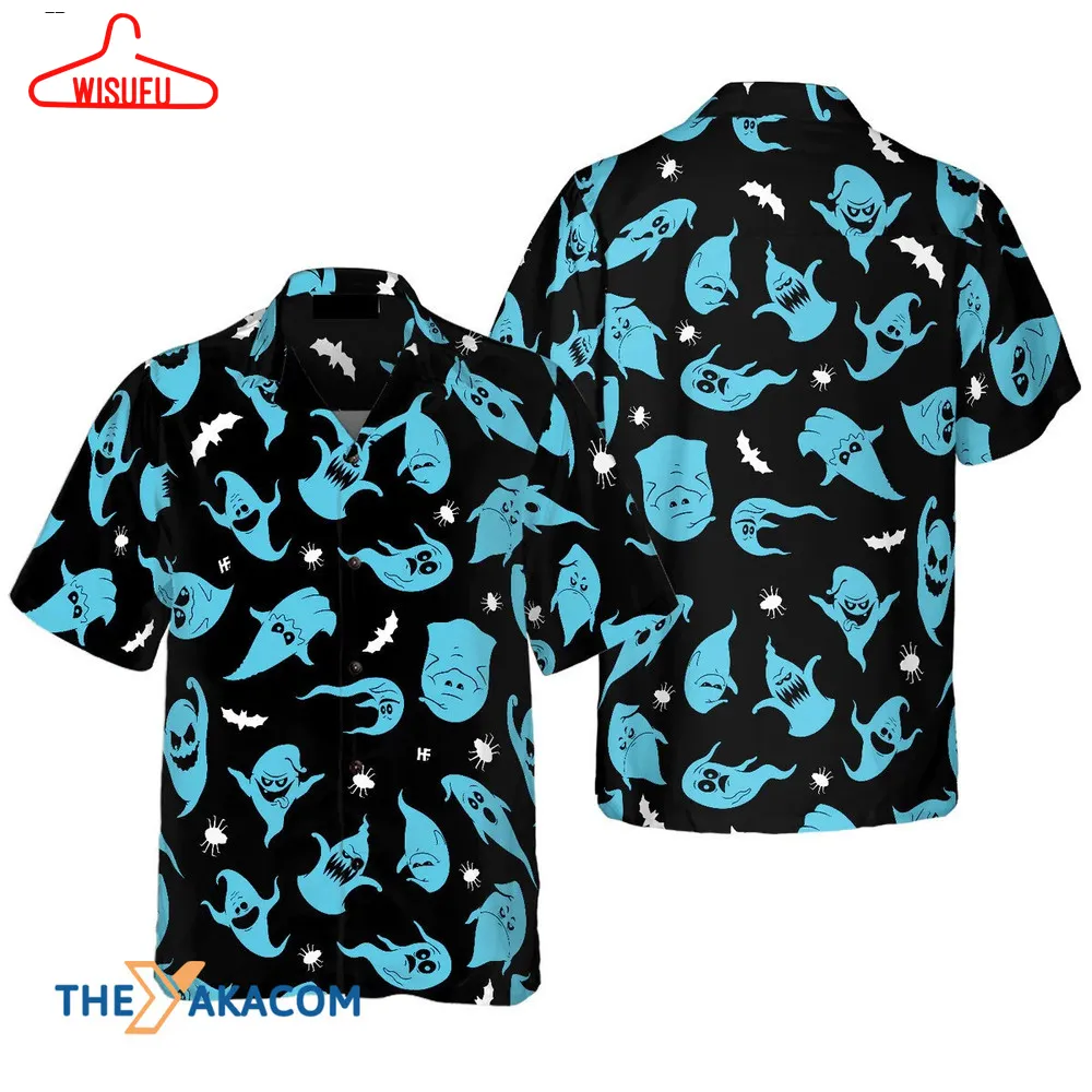 Blue Cute Ghost Halloween Hawaiian Shirt, New Fashion Gifts