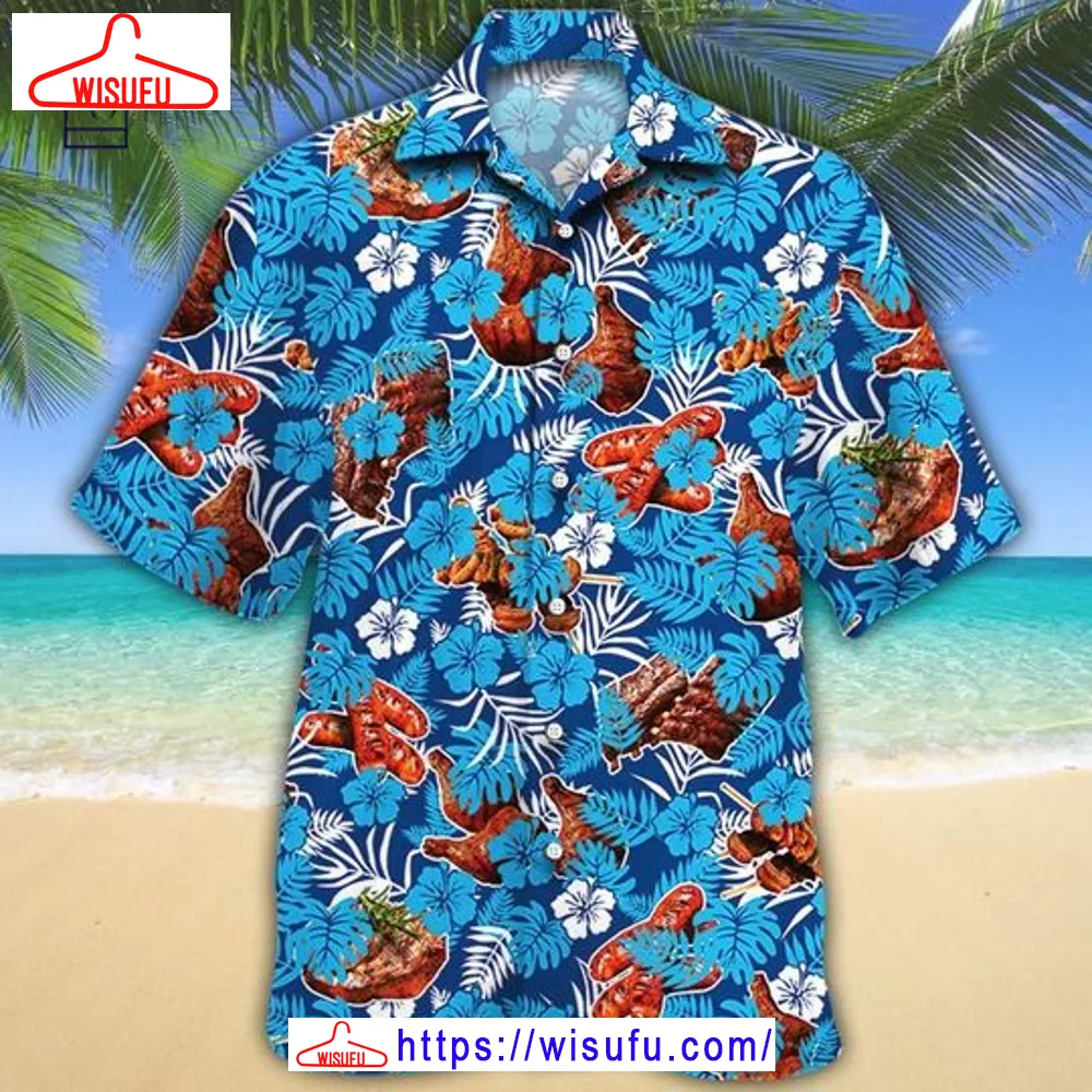 Blue Floral Aloha Hawaiian Shirt, New Fashion Gifts