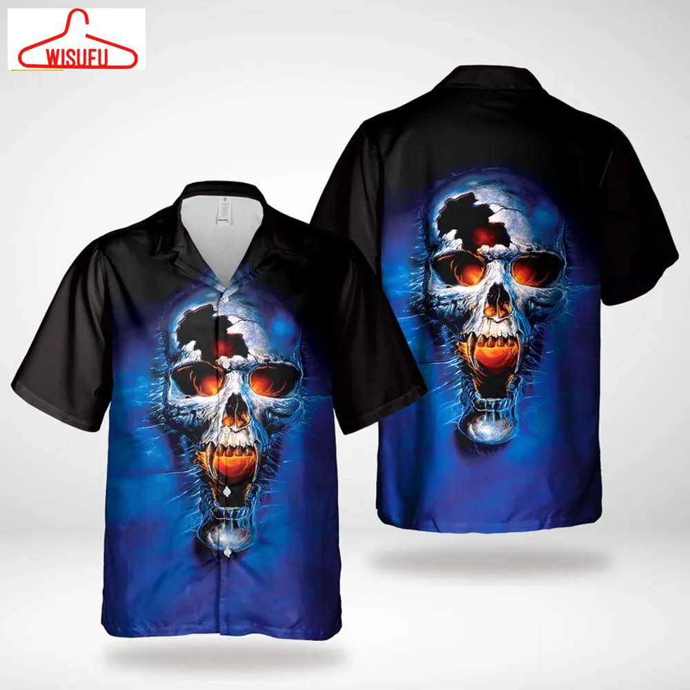 Blue Hell Skull Hawaiian Shirt, New Fashion Gifts