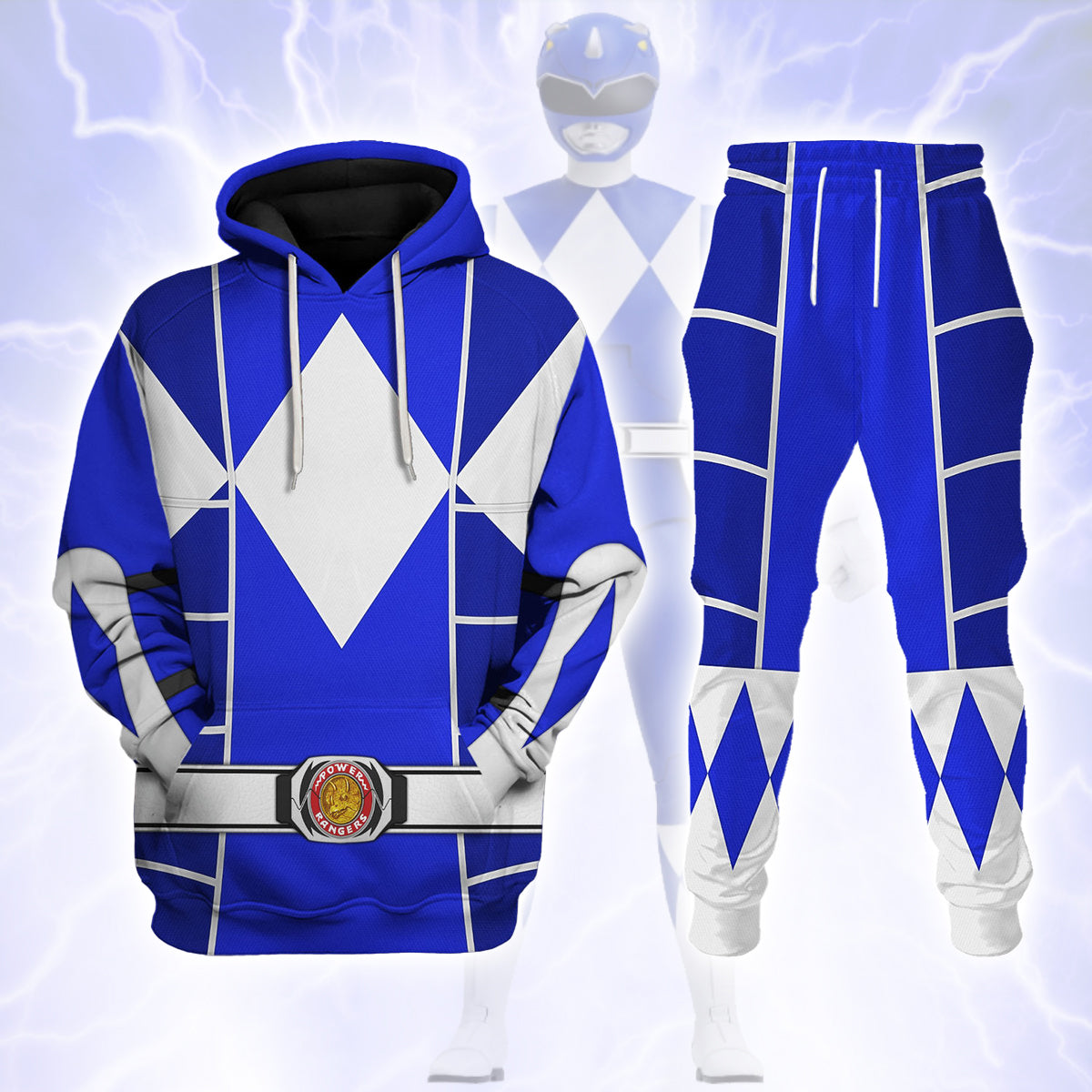 Blue Ranger Mighty Morphin Cosplay Track suit 