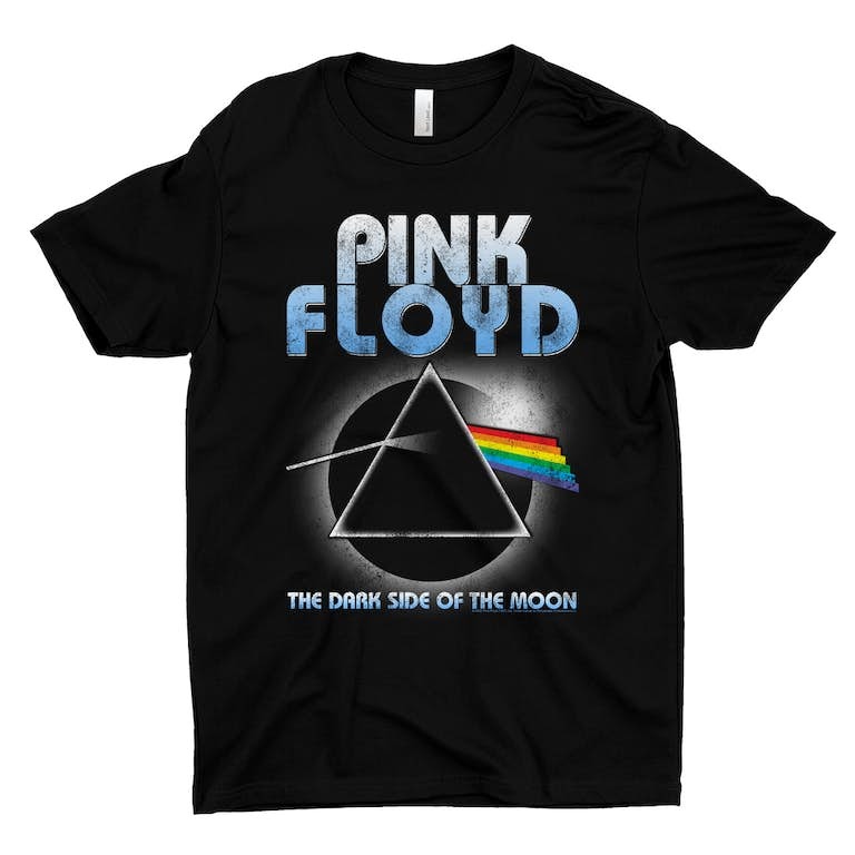 Blue Retro Dark Side Of The Moon Design Distressed Shirt