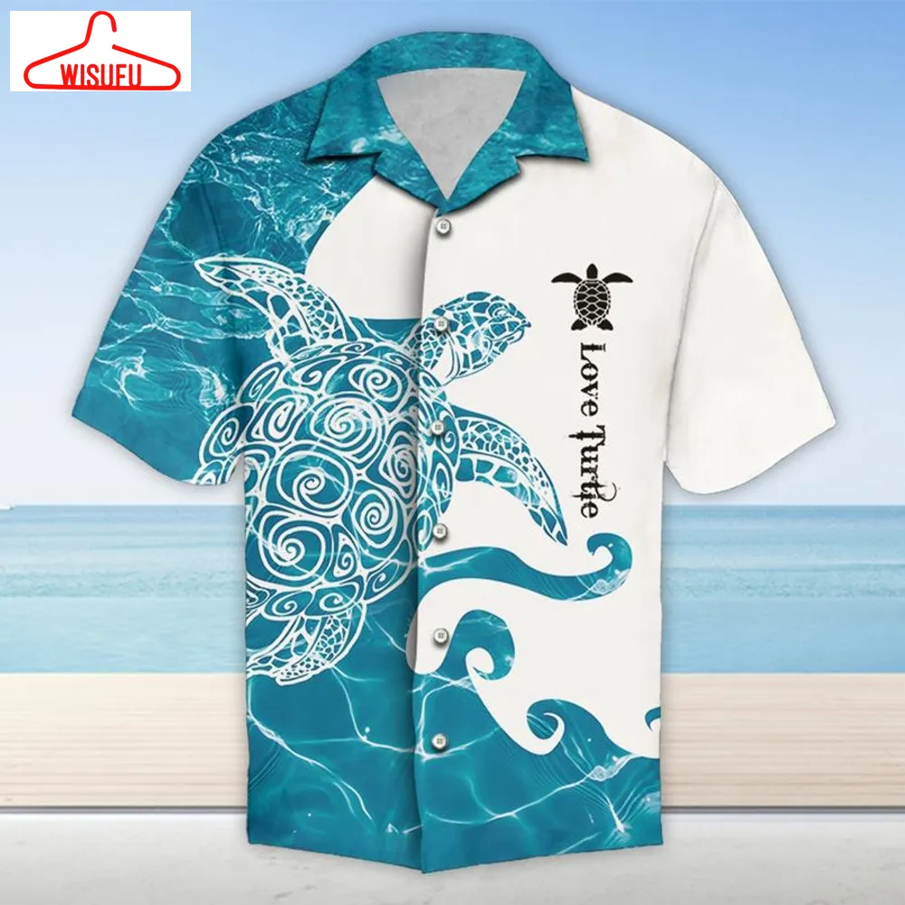 Blue Sea Turtle Print Real Love Sea Turtle Shirts Mens Hawaiian Shirt, New Hawaiian Holiday Outfits, New Fashion Gifts Vtbl50818