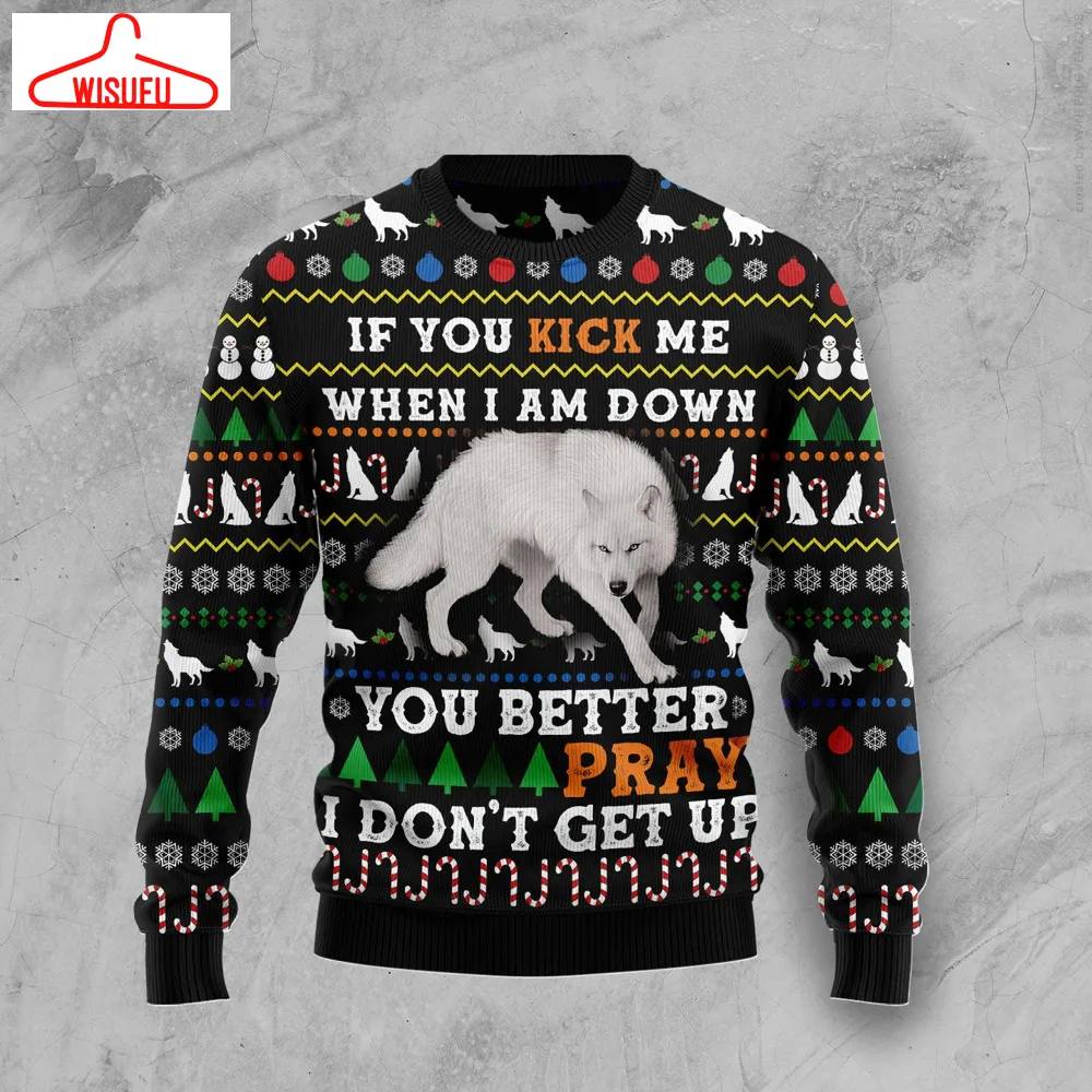 Blue Snow Awesome Wolf Ugly Christmas Sweater - For Men & Women - Adult - New Winter Fashion Shirt Gift For Family