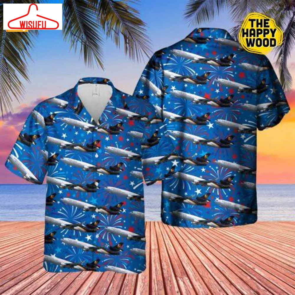 Blue United Parcel Services Mcdonnell Douglas Firework Hawaiian Shirt, New Fashion Gifts