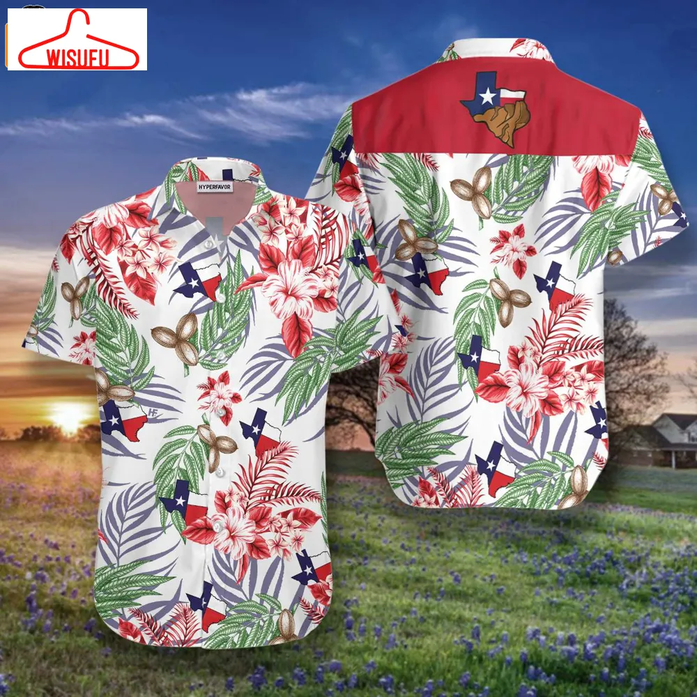 Bluebonnet Texas Button Down Floral And Flag Texas Hawaiian Shirt, New Fashion Gifts