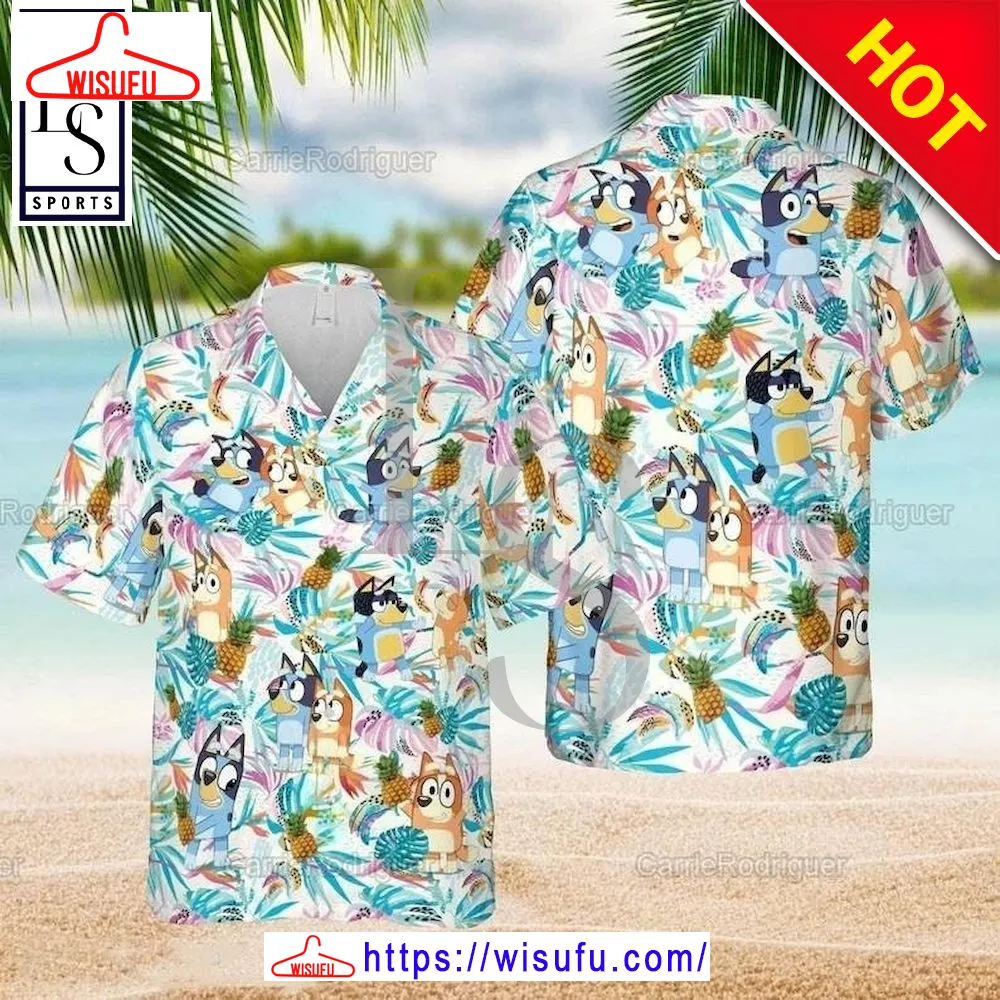 Bluey Button Hawaiian Shirt, New Fashion Gifts