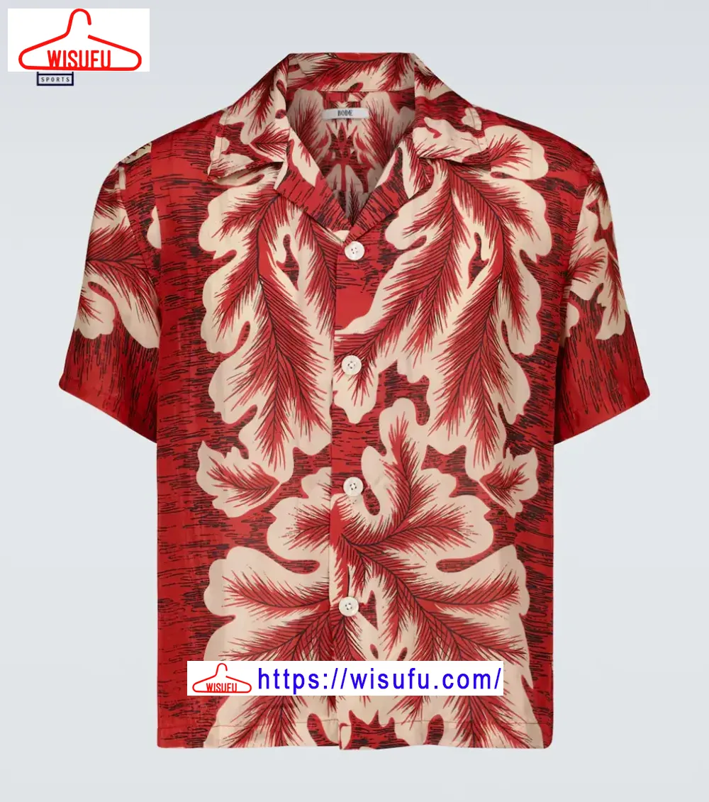 Bode Red Travellers Crest Hawaiian Shirt, New Fashion Gifts