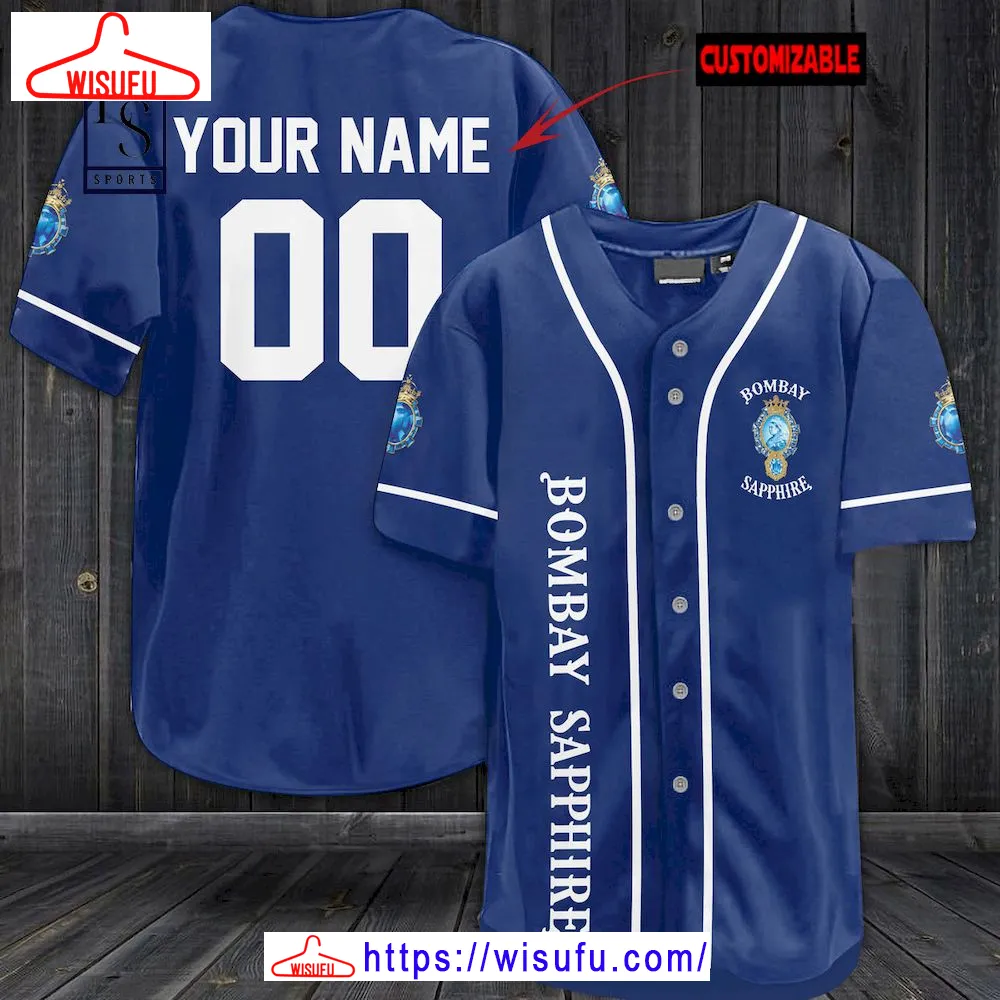 Bombay Sapphire Personalized Baseball Jersey, New Fashion Gifts