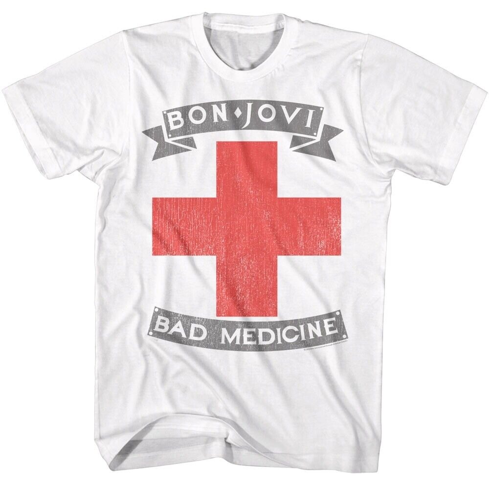 Bon Jovi Bad Medicine Men's T Shirt Album Cover Rock Band Concert Tour Merch