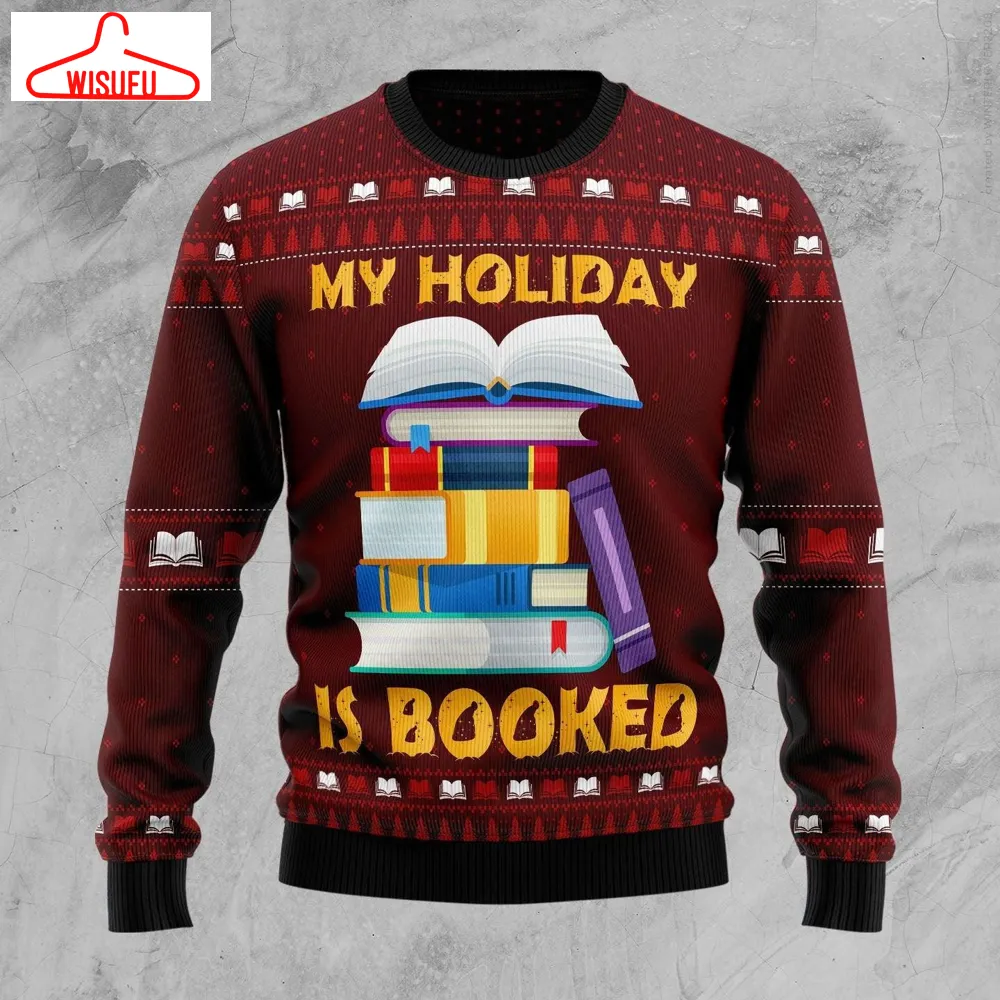 Booked Is My Holiday Ugly Christmas Sweater - For Men & Women - Adult - New Winter Fashion Shirt Gift For Family