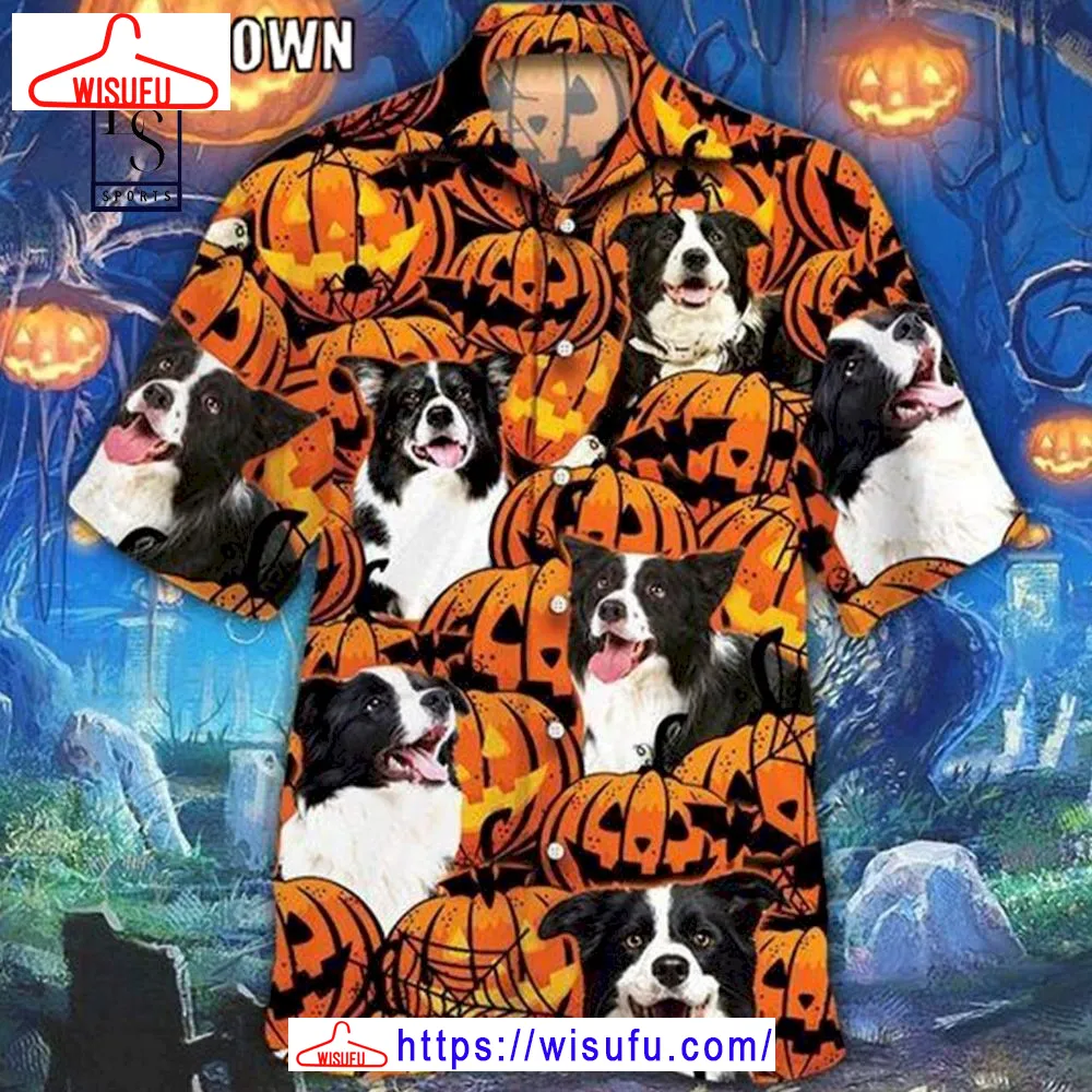 Border Collie Dog Halloween Pumpkin Halloween Hawaiian Shirt, New Fashion Gifts