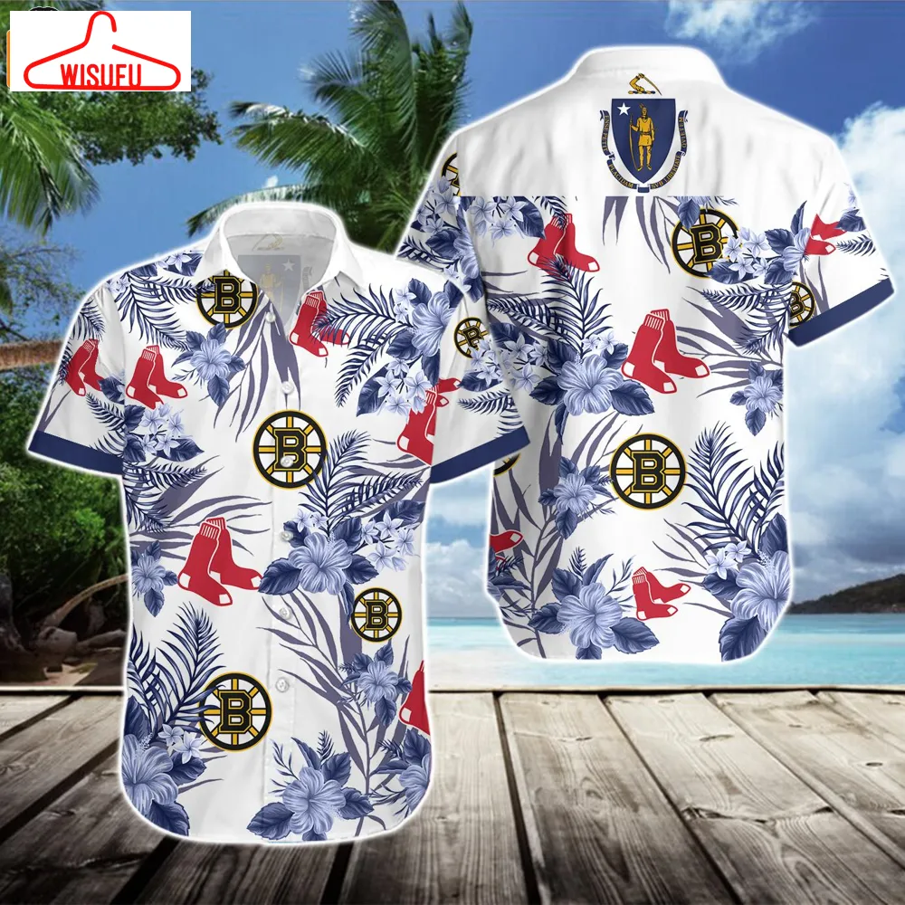 Boston Bruins Boston Red Sox Navy Hawaiian Shirt, New Fashion Gifts