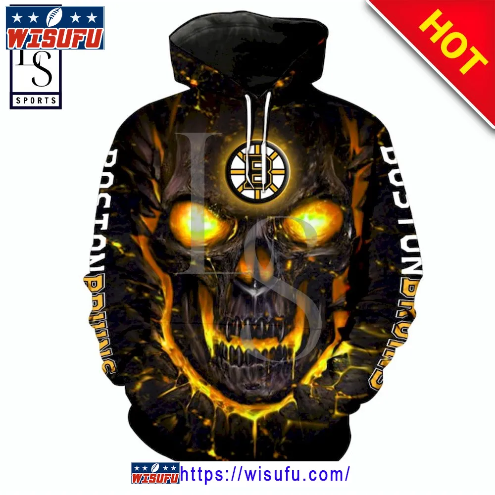 Boston Bruins Halloween Skull Devil NH.L Hoodie 3d