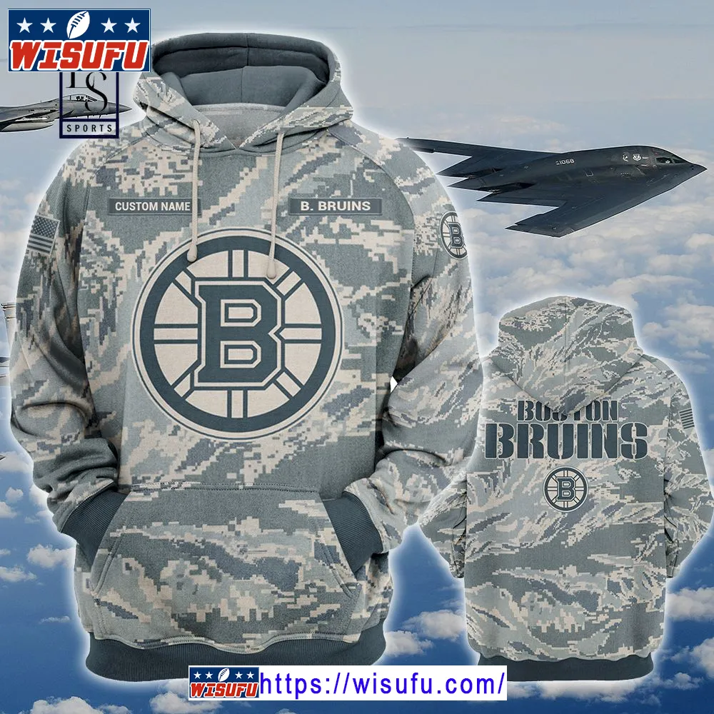 Boston Bruins Personalized Us Air Force Camo Hoodie 3d