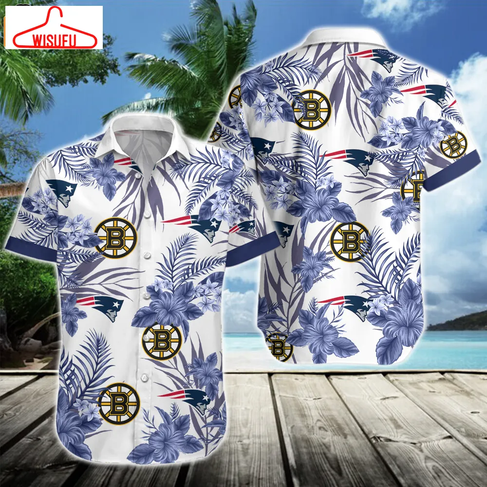 Boston Patriots Bruins Light Blue Hawaiian Shirt, New Fashion Gifts