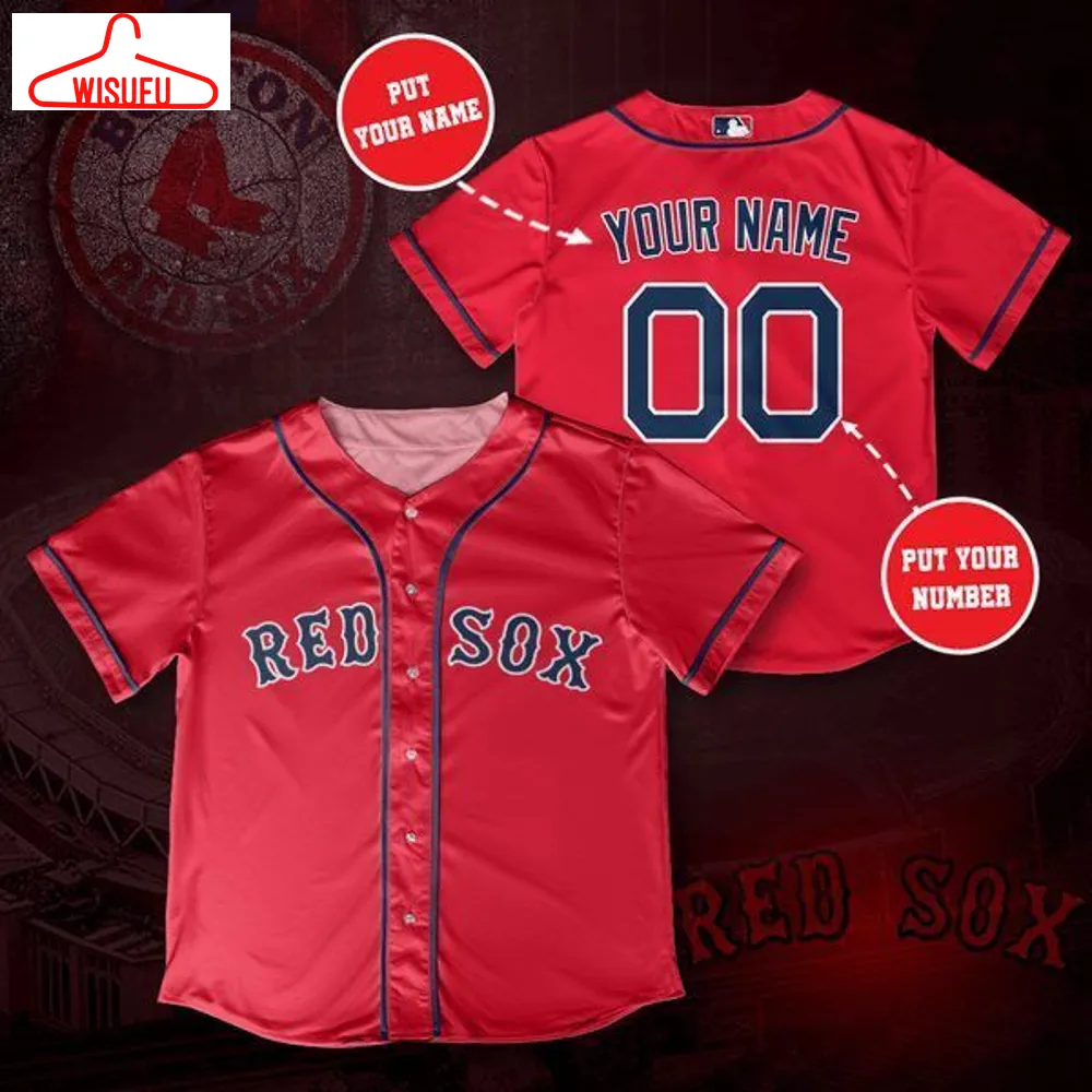 Boston Red Sox Ml-b Personalized Red Baseball Jersey #3, New Fashion Gifts Vtbl31139