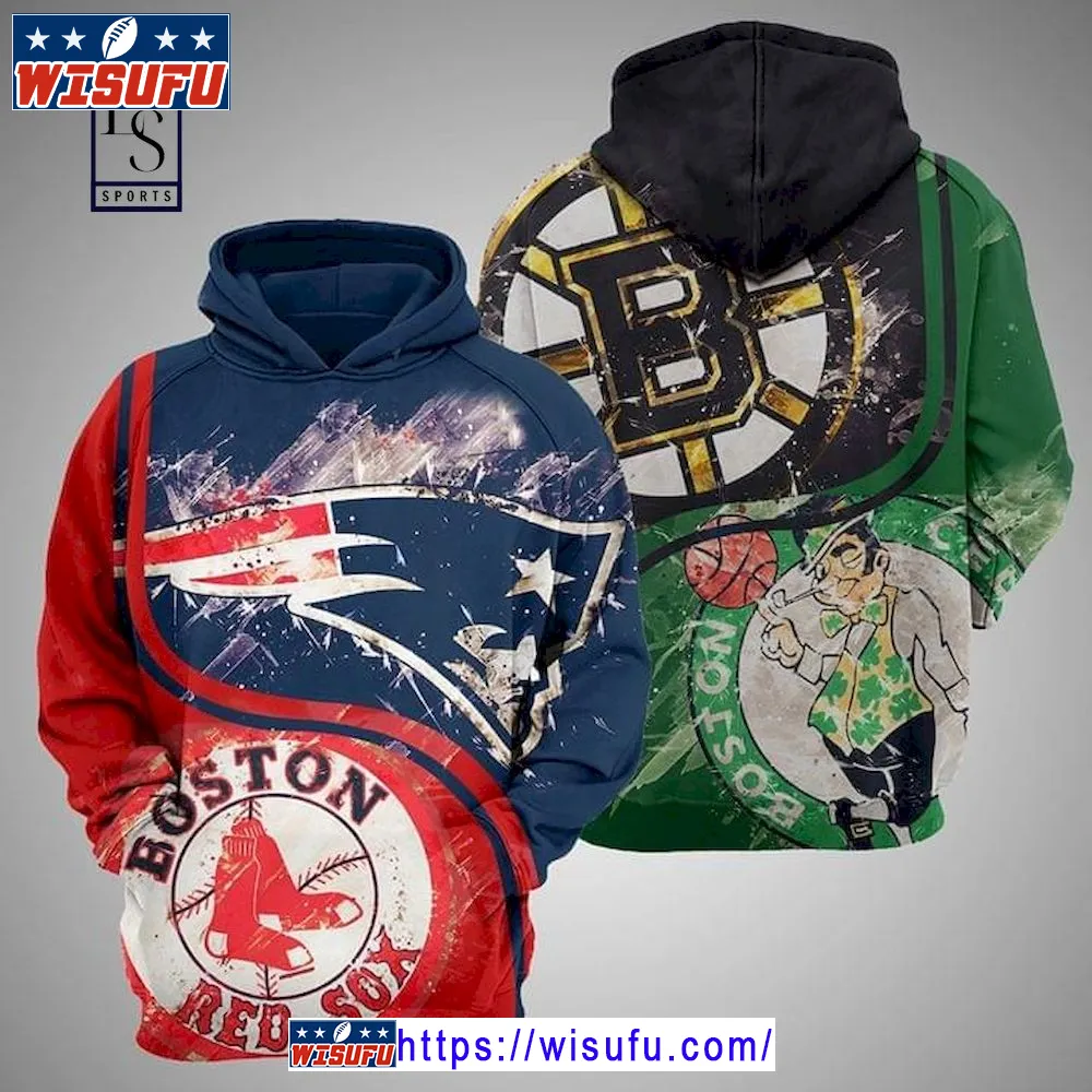 Boston Red Sox New England Patriots Boston Bruins Boston Celtic 3d Hoodie