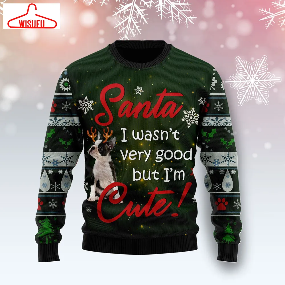 Boston Terrier IÂm Cute Ugly Christmas Sweater - For Men & Women - Adult - New Winter Fashion Shirt Gift For Family