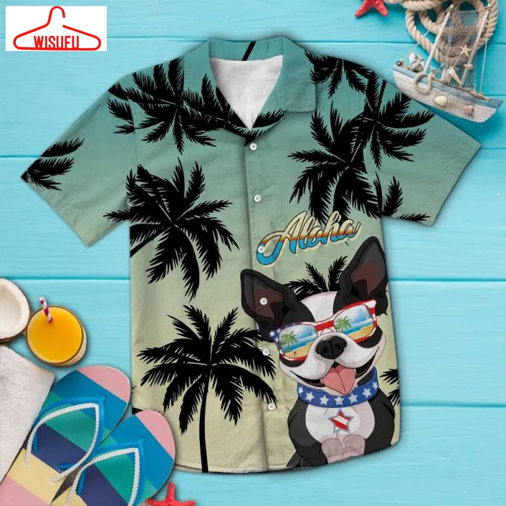 Boston Terrier Tropical G5727 - Hawaiian Shirt, New Hawaiian Holiday Outfits, New Fashion Gifts