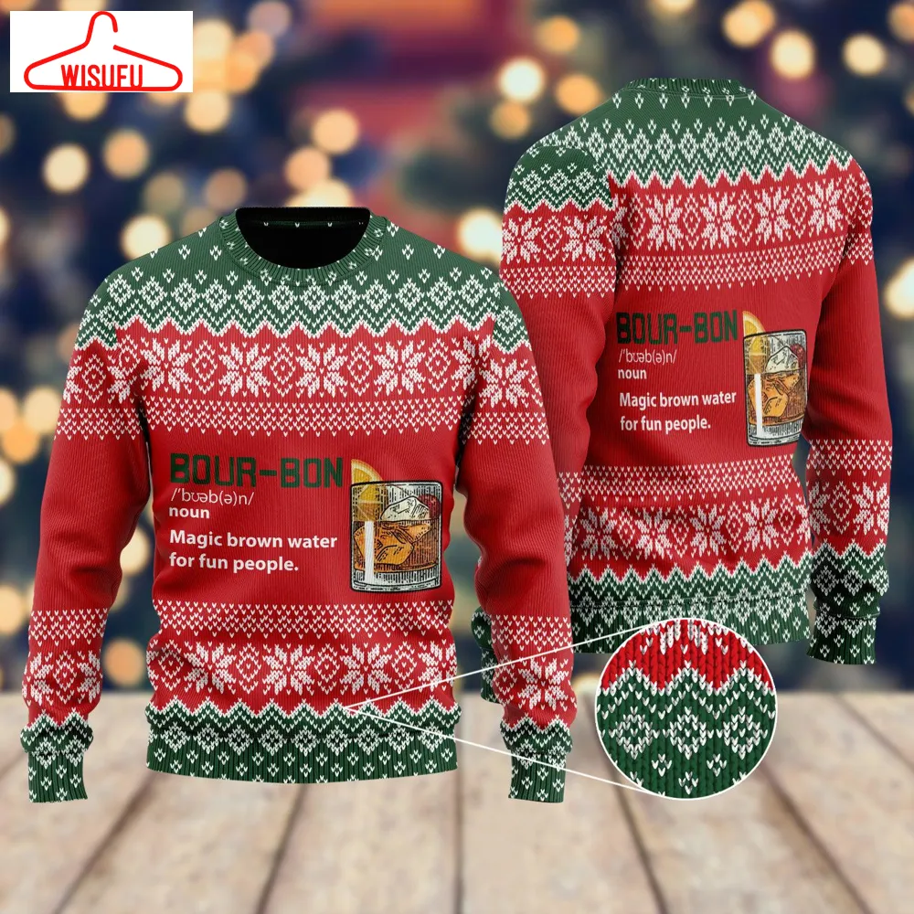 Bourbon Noun Ugly Christmas Sweater - For Men & Women - New Winter Fashion Shirt Gift For Family