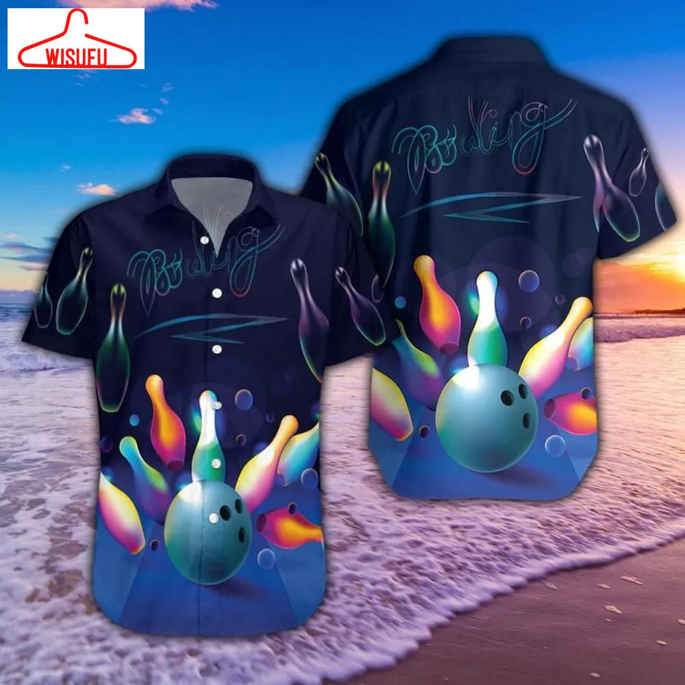 Bowling Glowing Neon Hawaiian Shirt - For Men & Women - Adult - Hl1585, New Hawaiian Holiday Outfits, New Fashion Gifts