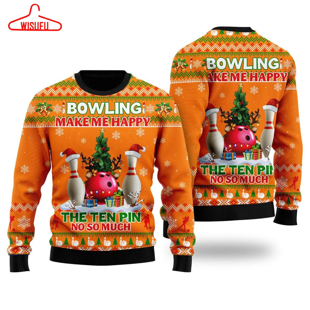 Bowling Make Me Happy The Ten Pin No So Much Ugly Christmas Sweater - For Men & Women - New Winter Fashion Shirt Gift For Family