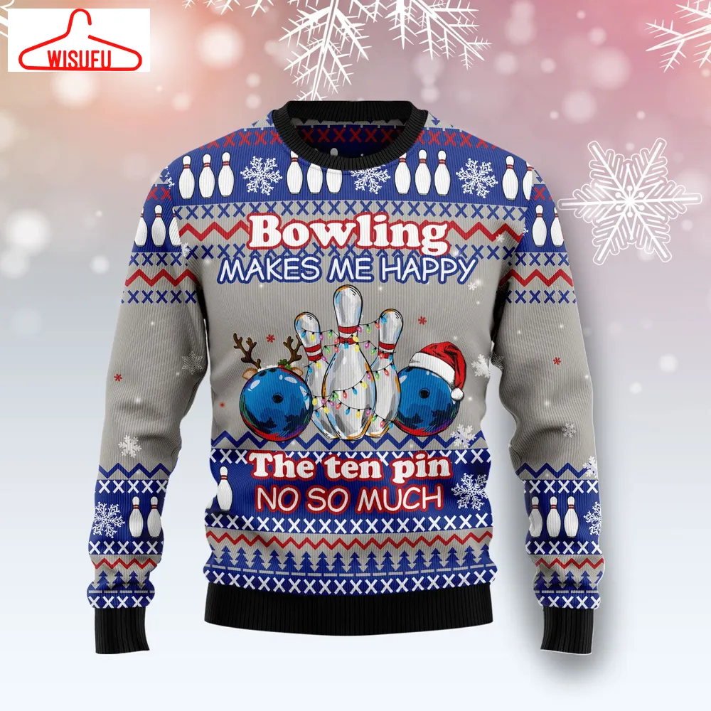 Bowling Merry Christmas Ugly Christmas Sweater - For Men & Women - Adult - New Winter Fashion Shirt Gift For Family