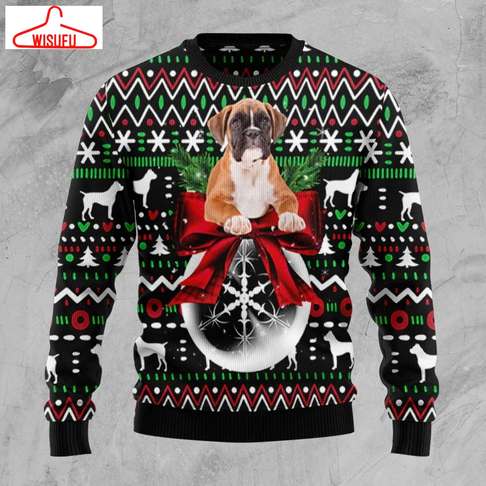 Boxer Xmas Ball Ugly Christmas Sweater - For Men & Women - Adult - New Winter Fashion Shirt Gift For Family