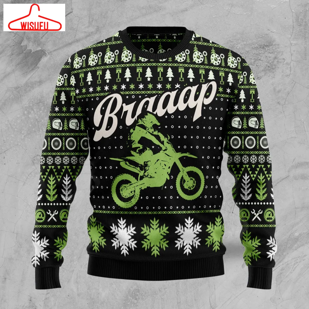 Braaap Moto Ugly Christmas Sweater - For Men & Women - Adult - New Winter Fashion Shirt Gift For Family