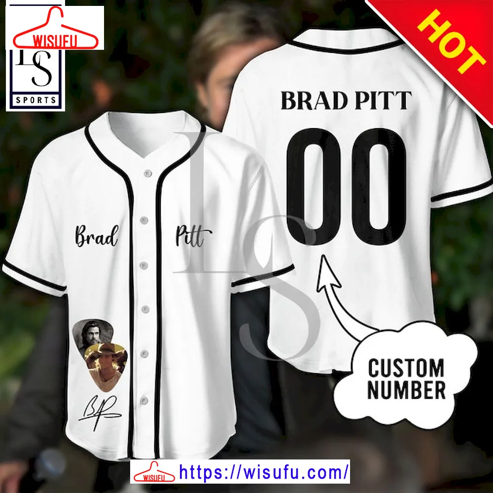 Brad Pitt Customized Baseball Jersey, New Fashion Gifts