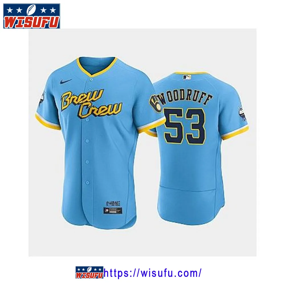 Brandon Woodruff 53 2024-23 City Connect Milwaukee Brewers Jersey - Powder Blue