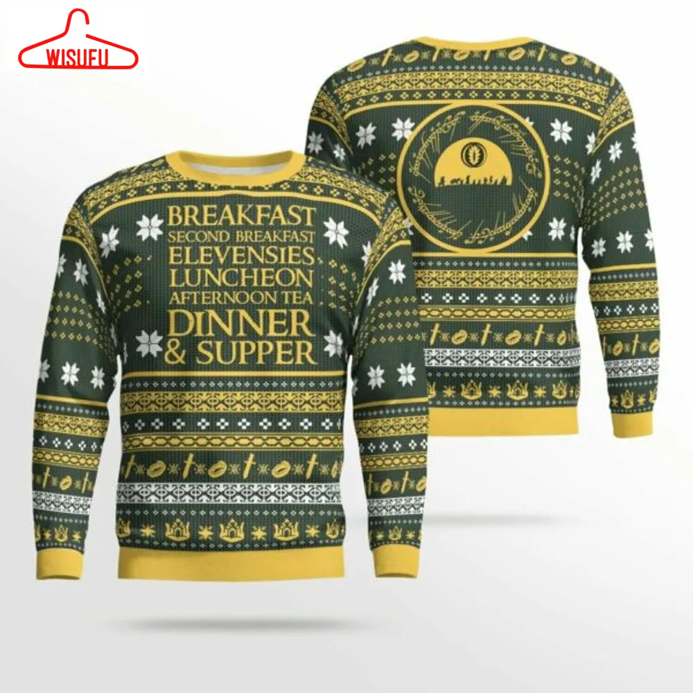 Breakfast Second Breakfast Lotr Ugly Sweater, Christmas Gift , Breakfast Second Breakfast Lotr Ugly Christmas Sweater