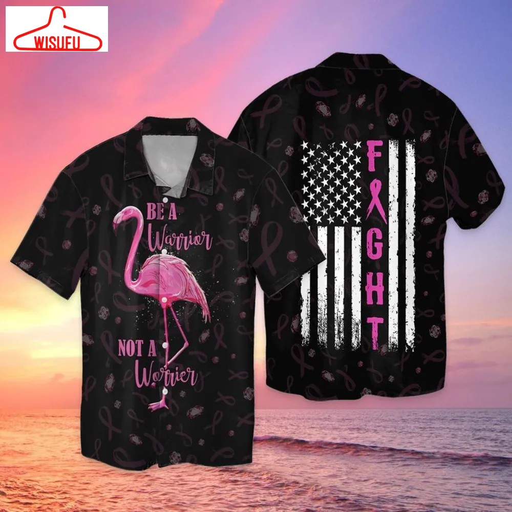 Breast Cancer Awareness Be A Warrior Not A Worrier Flamingo Hawaiian Shirt