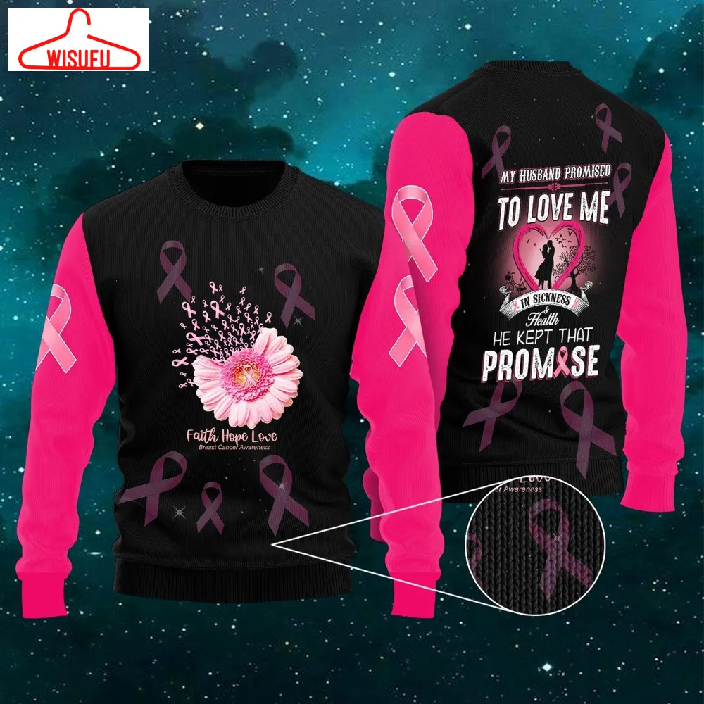 Breast Cancer Awareness Husband Love Ugly Christmas Sweater - For Men & Women - Adult - New Winter Fashion Shirt Gift For Family