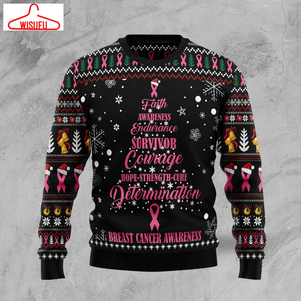 Breast Cancer Christmas Tree Ugly Christmas Sweater - For Men & Women - Adult - New Winter Fashion Shirt Gift For Family