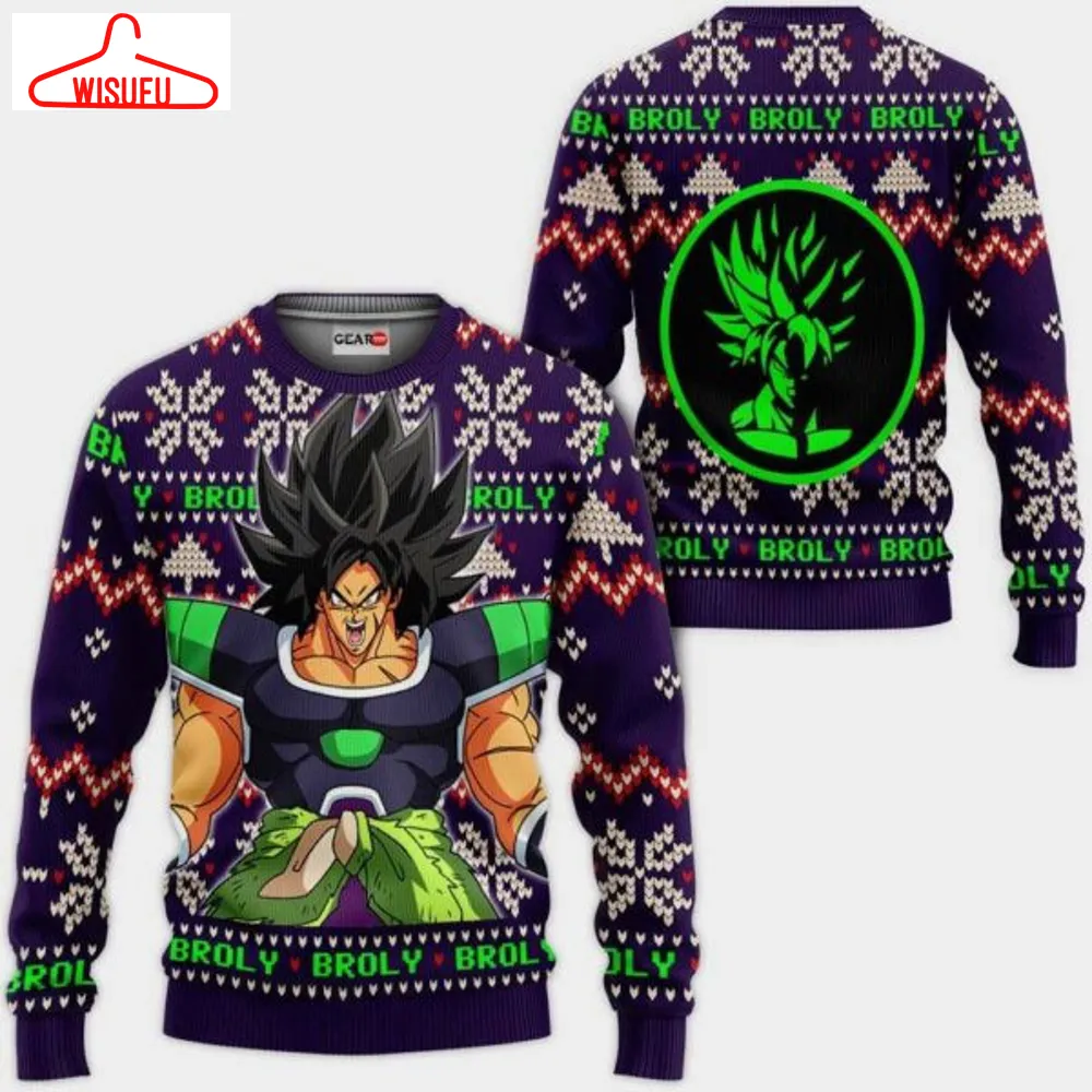 Broly Ugly Christmas Sweater Anime Dragon Ball Xmas Gifts 1k86,dragon Ball Anime Xmas Christmas Gift Fan