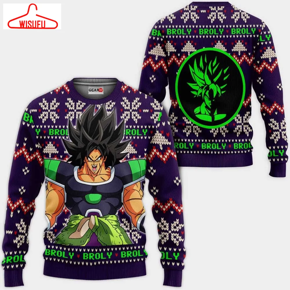 Broly Ugly Christmas Sweater Anime Gifts, Anime Ugly Christmas Sweater Gift For Family