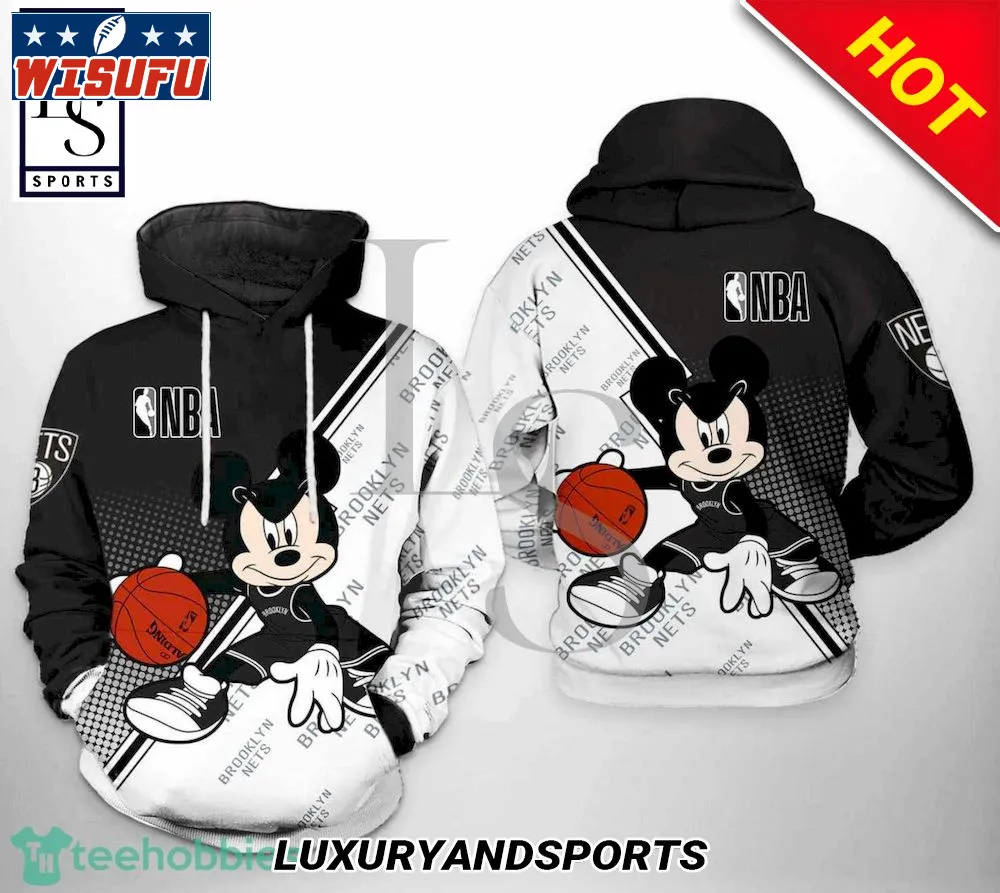 Brooklyn Nets Nb.a Mickey Mouse All Ver Print 3d Hoodie