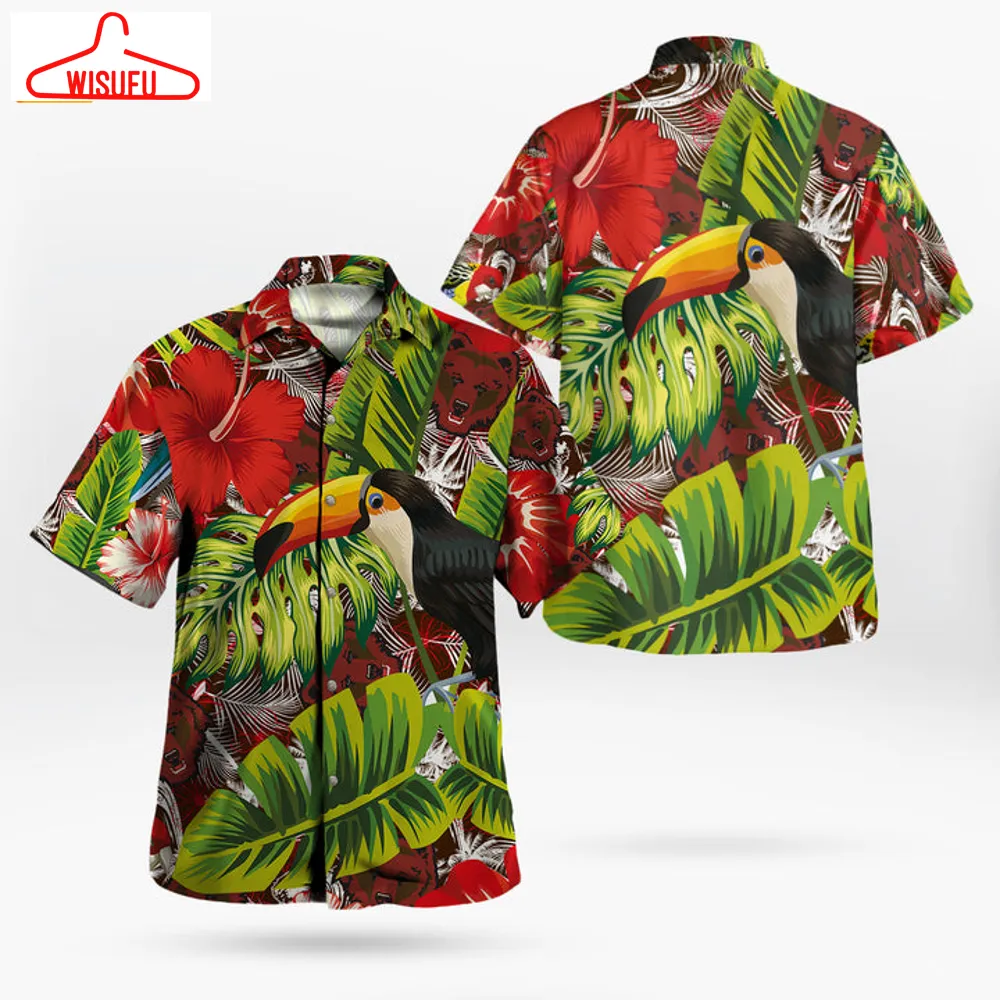 Brown Bears Parrot Pattern Tropical Garden Hawaii Shirt, New Fashion Gifts