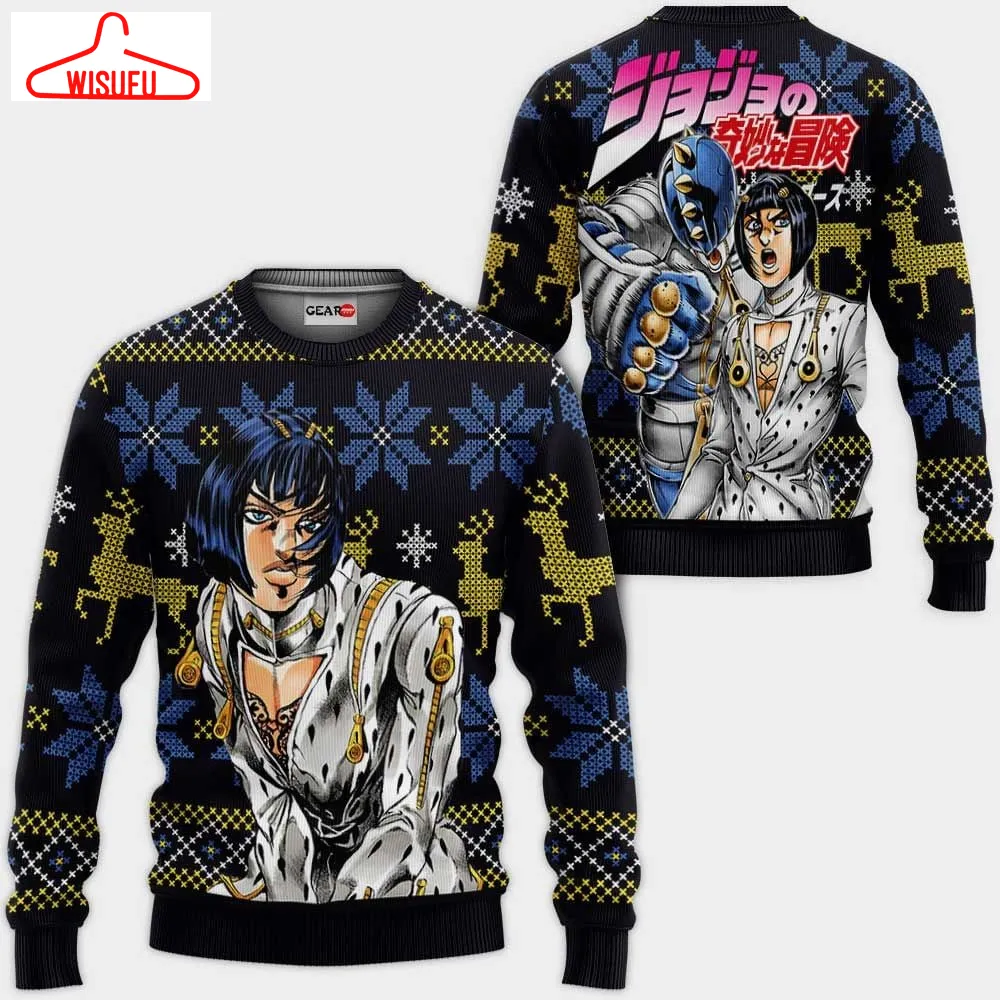 Bruno Bucciarati Ugly Christmas Sweater Custom Jjba Xmas Gifts, Anime Ugly Christmas Sweater Gift For Family