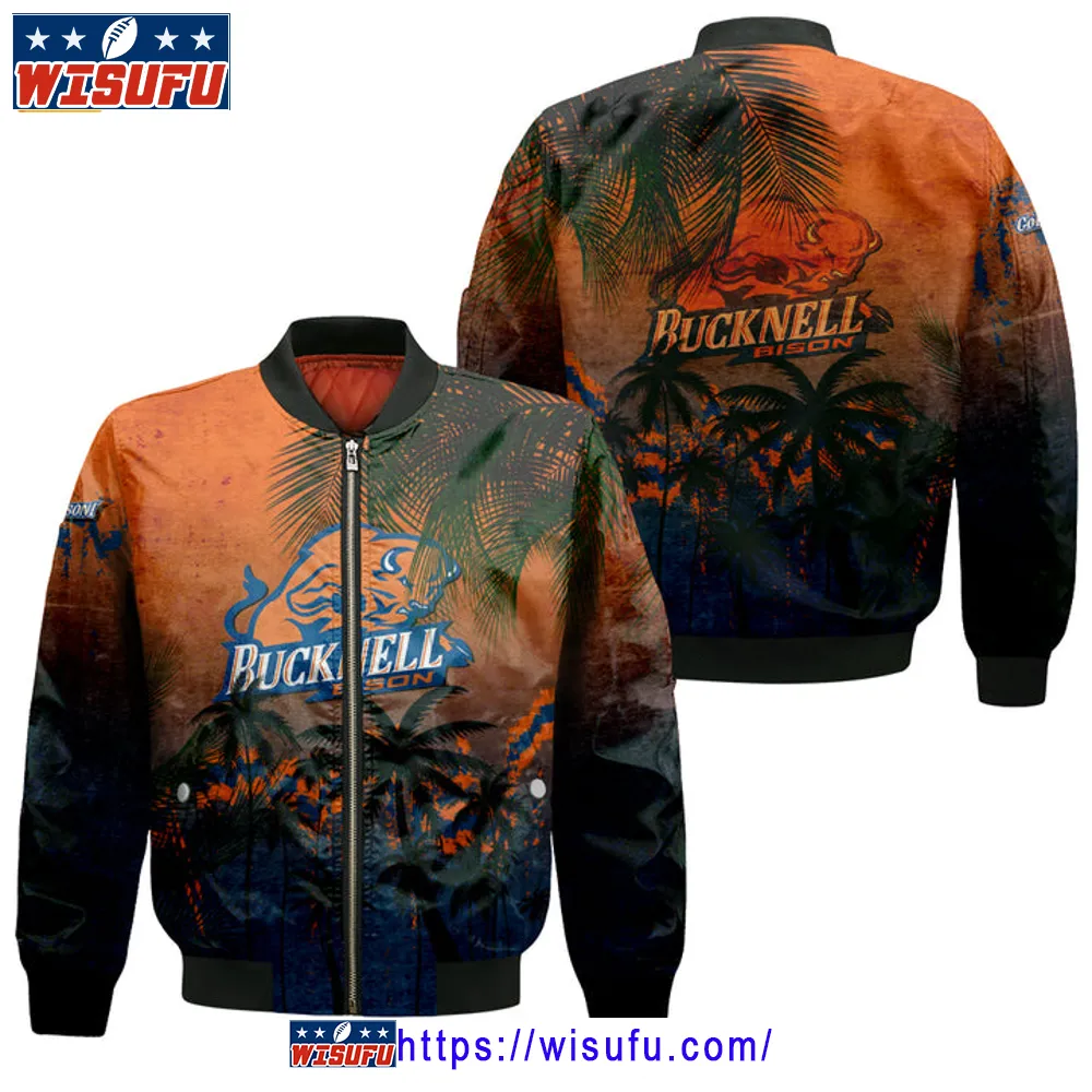 Bucknell Bison Coconut Tree Tropical Grunge Bomber Jacket