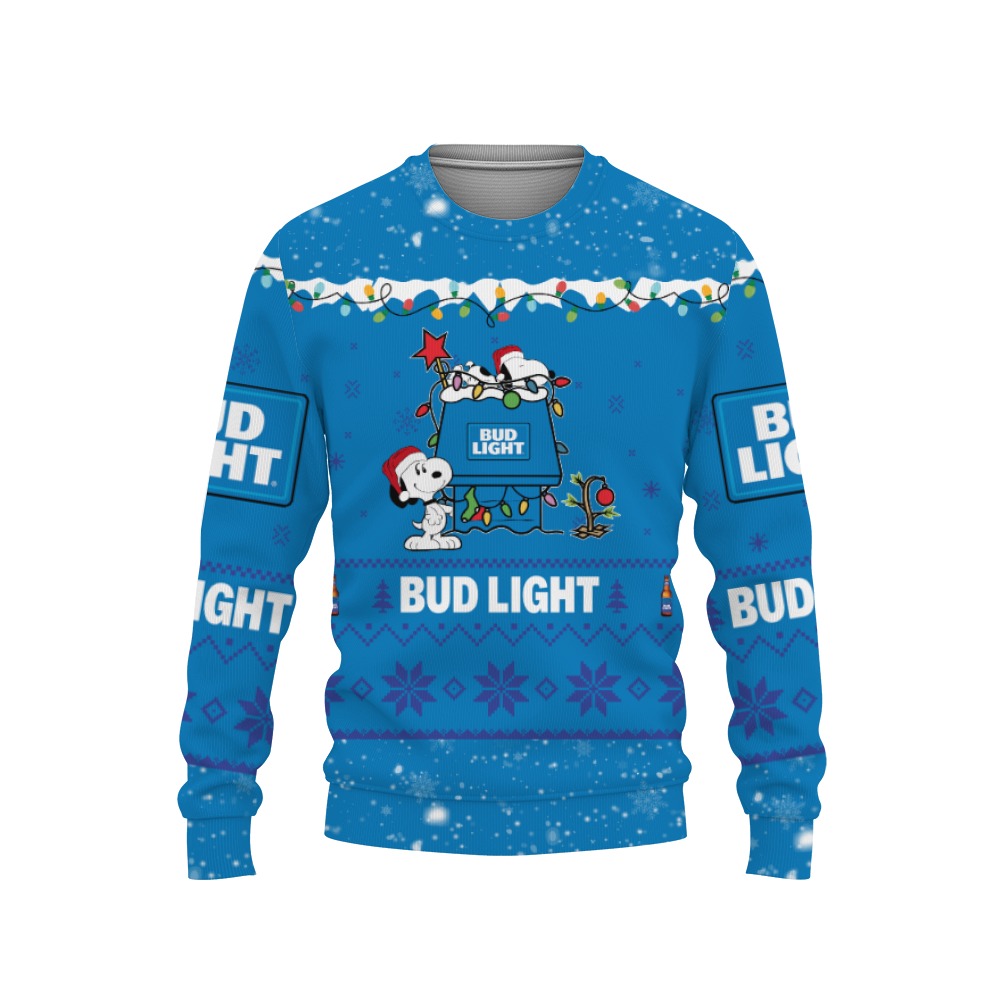 Bud Light Beers American Whiskey Beers Merry Christmas, Snoopy House Cute Fan Gift-3D Sweatshirt