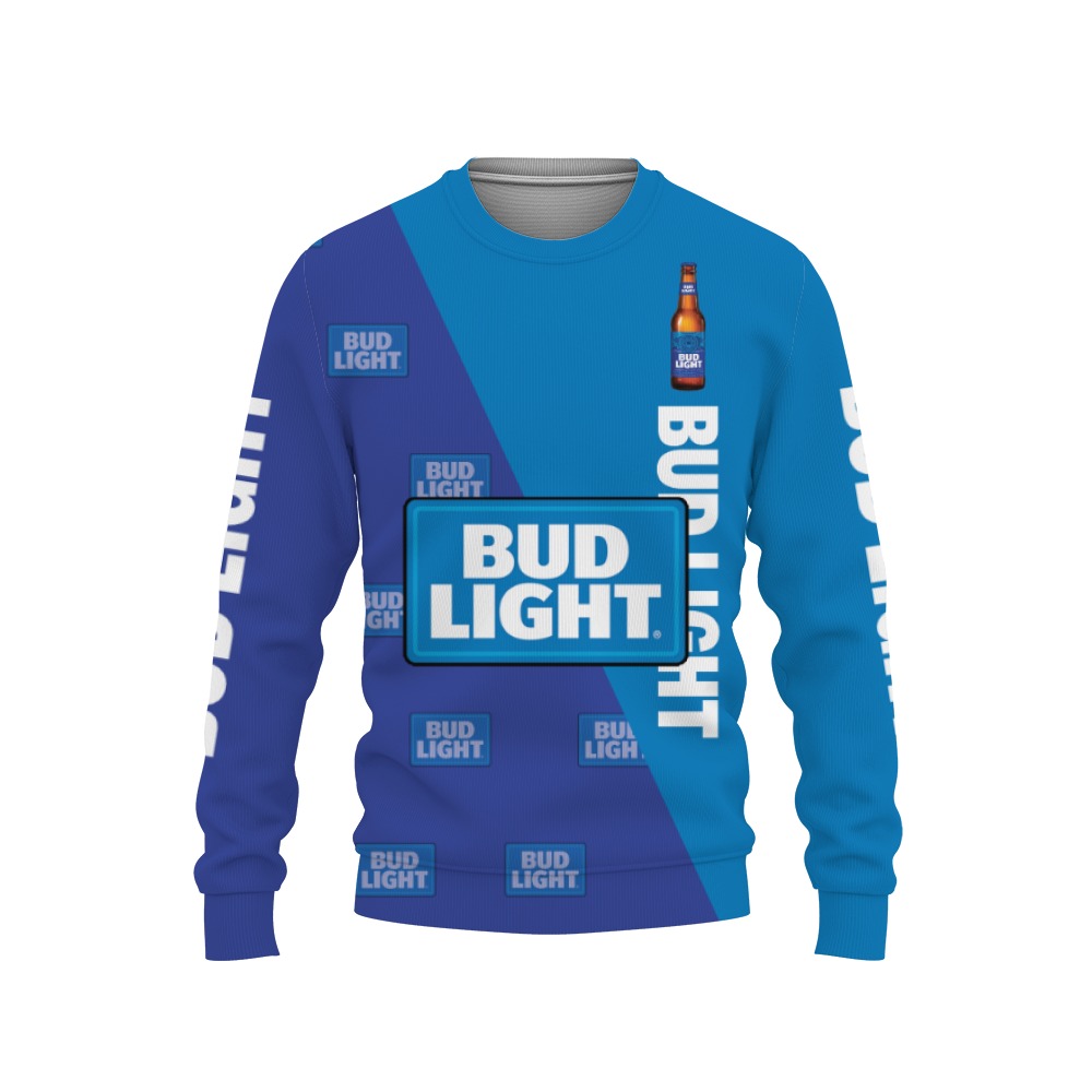 Bud Light Beers Beers And Whiskey Pattern Logo-3D Sweatshirt