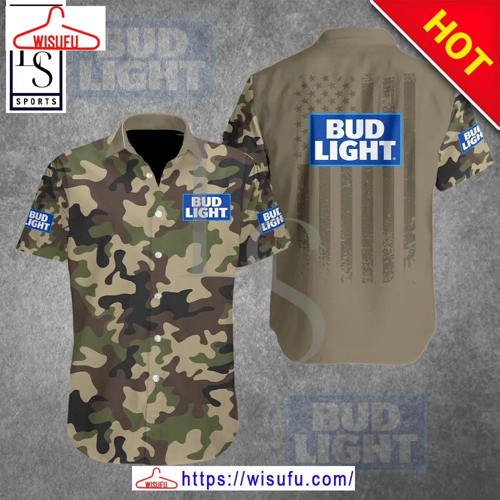 Bud Light Camouflage Hawaiian Shirt, New Fashion Gifts