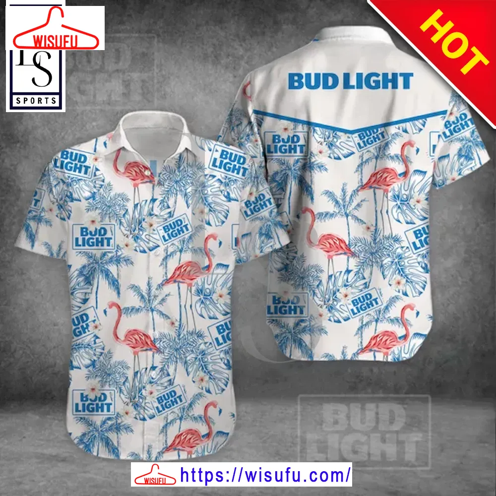 Bud Light Flamingo Button Shirt, New Fashion Gifts