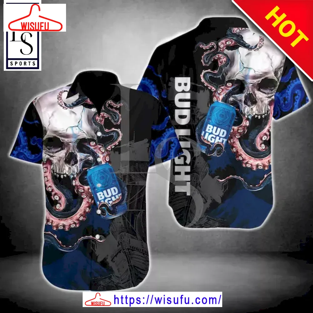 Bud Light Skull Octopus Hawaiian Shirt, New Fashion Gifts