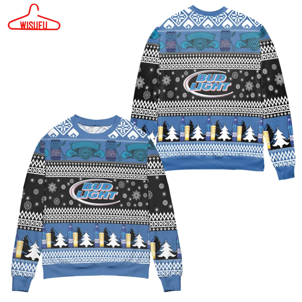 Bud Light Snowflakes Blue Pattern Ugly Christmas Sweater