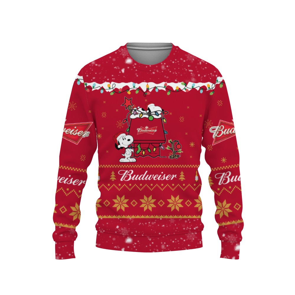 Budweiser Beers American Whiskey Beers Merry Christmas, Snoopy House Cute Fan Gift-3D Sweatshirt