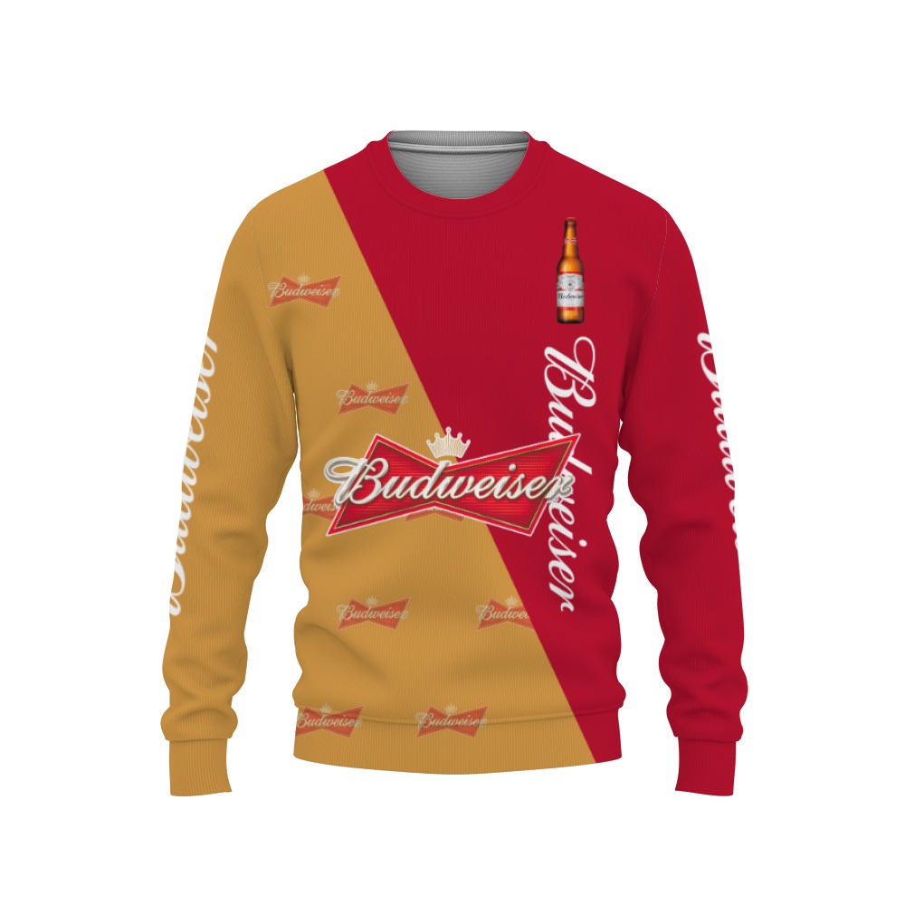 Budweiser Beers Beers And Whiskey Pattern Logo-3D Sweatshirt